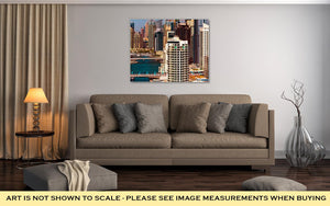 Gallery Wrapped Canvas, Amazing Colorful Dubai Marinskyline Water Canal Expensive Yachts