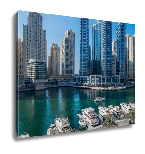 Gallery Wrapped Canvas, Dubai Marina At Night In United Arab Emirates