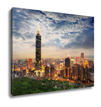 Load image into Gallery viewer, Gallery Wrapped Canvas, Taipei Taiwan Evening Skyline