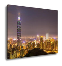 Load image into Gallery viewer, Gallery Wrapped Canvas, Taipei Skyline Buildings At Dusk