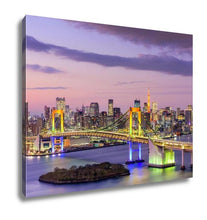 Load image into Gallery viewer, Gallery Wrapped Canvas, Tokyo Japan Skyline With Rainbow Bridge And Tokyo Tower