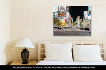 Load image into Gallery viewer, Gallery Wrapped Canvas, Tokyo Japan March 29 2016 Shibuya Crossing At Night Crowds Of People At Shibuya