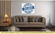 Load image into Gallery viewer, Gallery Wrapped Canvas, Welcome To Orlando Blue Round Ribbon Stamp