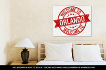 Load image into Gallery viewer, Gallery Wrapped Canvas, Welcome To Orlando Red Round Ribbon Stamp