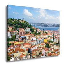 Load image into Gallery viewer, Gallery Wrapped Canvas, Lisbon Portugal Skyline At Sao Jorge Castle In The Day