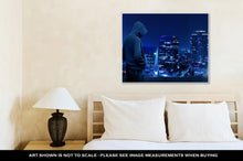 Load image into Gallery viewer, Gallery Wrapped Canvas, Computer Hacker Standing On The Rooftop