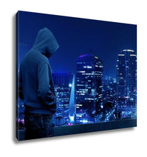 Load image into Gallery viewer, Gallery Wrapped Canvas, Computer Hacker Standing On The Rooftop