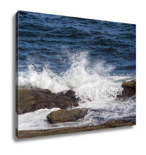 Load image into Gallery viewer, Gallery Wrapped Canvas, Ocean Waves Splash Over Rocks On Maines Coast Near Pemaquid Point