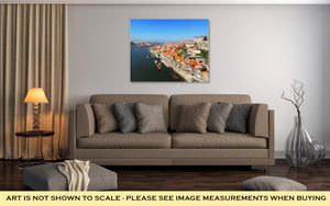 Gallery Wrapped Canvas, Bird Eye View Of Douro Riverside From The Dom Luiz Bridge Porto Portugal