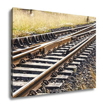 Load image into Gallery viewer, Gallery Wrapped Canvas, Train Tracks At The Train Depotpoint Switching Rails