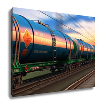 Load image into Gallery viewer, Gallery Wrapped Canvas, Freight Train With Petroleum Tankcars