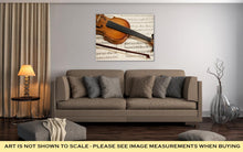 Load image into Gallery viewer, Gallery Wrapped Canvas, Old Violin And Bow On Musical Notes