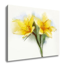 Load image into Gallery viewer, Gallery Wrapped Canvas, Watercolor Painting Yellow Lilies Flower