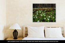Load image into Gallery viewer, Gallery Wrapped Canvas, Moss Covered Log And Wild White Trillium Fallen Log Surrounded By Wild White