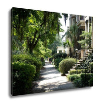 Load image into Gallery viewer, Gallery Wrapped Canvas, Savannah Georgia USA Historic Downtown Sidewalks Rowhouses And Oak Trees