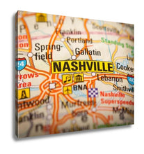 Load image into Gallery viewer, Gallery Wrapped Canvas, Nashville City On A Road Map