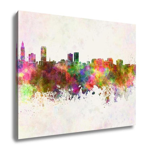 Gallery Wrapped Canvas, Baton Rouge Skyline In Watercolor