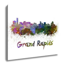 Load image into Gallery viewer, Gallery Wrapped Canvas, Grand Rapids Skyline In Watercolor