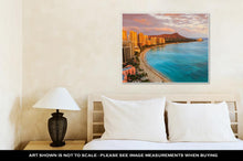 Load image into Gallery viewer, Gallery Wrapped Canvas, Honolulu Hawaii Skyline Of Honolulu Diamond Head Volcano And Waikiki Beach