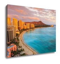 Load image into Gallery viewer, Gallery Wrapped Canvas, Honolulu Hawaii Skyline Of Honolulu Diamond Head Volcano And Waikiki Beach