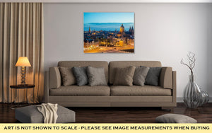 Gallery Wrapped Canvas, Amsterdam Skyline In Historical Area At Night Amsterdam Netherlands Ariel View