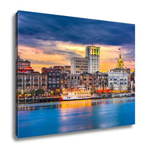 Load image into Gallery viewer, Gallery Wrapped Canvas, Savannah Georgia USA Skyline On The Savannah River At Dusk
