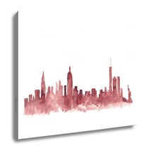 Load image into Gallery viewer, Gallery Wrapped Canvas, Pink Watercolor Skyline Of New York City In USA