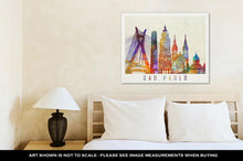 Load image into Gallery viewer, Gallery Wrapped Canvas, Sao Paulo Landmarks In Artistic Watercolor Poster