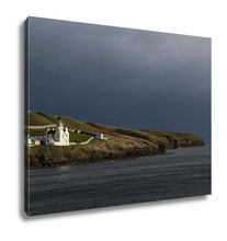 Load image into Gallery viewer, Gallery Wrapped Canvas, Holburn Head Lighthouse On Thurso Bay Scrabster Scotland UK Dark Sea And Sky