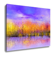Load image into Gallery viewer, Gallery Wrapped Canvas, Oil Painting Landscape Colorful Autumn Trees Semi Abstract Image Of Forest