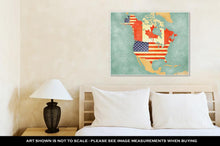 Load image into Gallery viewer, Gallery Wrapped Canvas, USA And Canada On The Outline Map Of North America The Map Is In Vintage Summer
