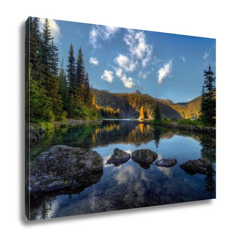 Gallery Wrapped Canvas, Clear Lake Pine Trees And Mountains