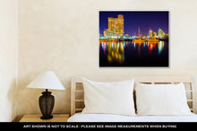 Load image into Gallery viewer, Gallery Wrapped Canvas, Marina And Apartment Building At Night In Baltimore Maryland