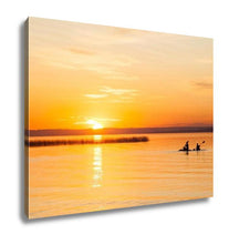Load image into Gallery viewer, Gallery Wrapped Canvas, Silhouette Of Two Canoeists On Lake During Sunset