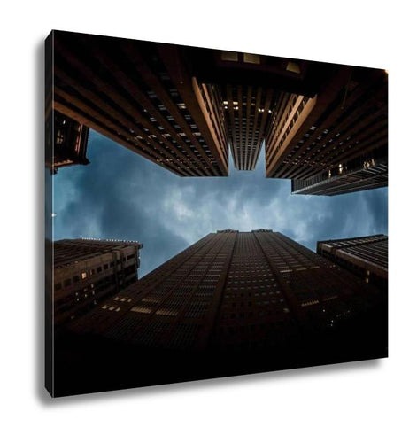 Gallery Wrapped Canvas, Bat Man Sign In City Skyline