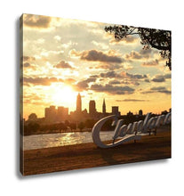 Load image into Gallery viewer, Gallery Wrapped Canvas, Sunrise Over Cleveland Sign And Skyline At Lake Erie Edgewater Park