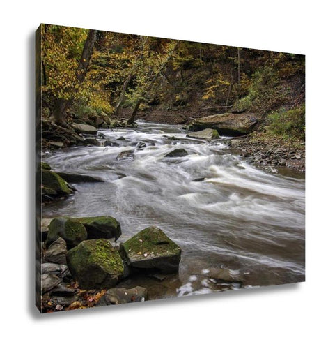 Gallery Wrapped Canvas, Beautiful Autumn Scene Of The Winding Rapids Of Tinkers Creek In Cleveland Ohio