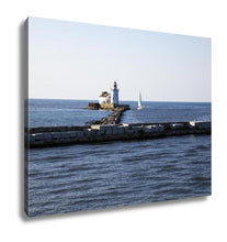 Load image into Gallery viewer, Gallery Wrapped Canvas, Yacht By Cleveland Harbor West Pierhead