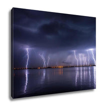 Load image into Gallery viewer, Gallery Wrapped Canvas, Thunderstorm And Lightnings In Night Over A Lake With Reflaction