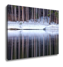 Load image into Gallery viewer, Gallery Wrapped Canvas, The Tall Pine Trees Reflect In The Mountain Lake On A Spring Colorado Morning