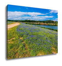 Load image into Gallery viewer, Gallery Wrapped Canvas, View Of Famous Texas Bluebonnet Wildflowers On The Colorado River