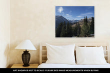Load image into Gallery viewer, Gallery Wrapped Canvas, Blue Sky With Snow Capped Mountains And Evergreen Trees