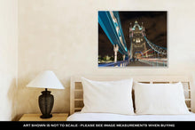 Load image into Gallery viewer, Gallery Wrapped Canvas, Detail Of Tower Bridge In London At Night With Car Light Trail
