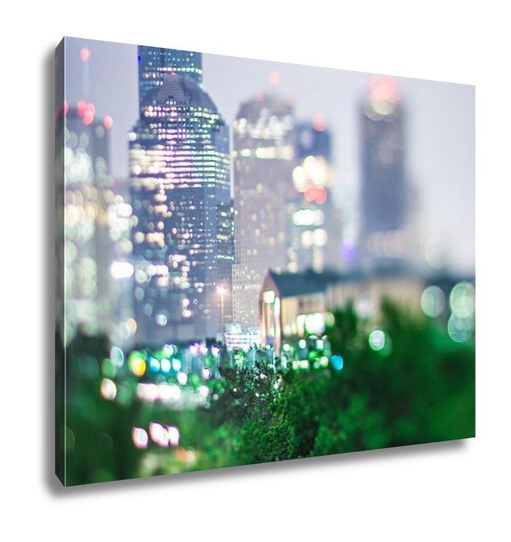 Gallery Wrapped Canvas, City Of Houston Texas Downtown Skyline With Tilt Lens
