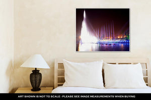 Gallery Wrapped Canvas, Bishan County Of Chongqing Guanyin Pond Wetland Laser Music Fountain Night