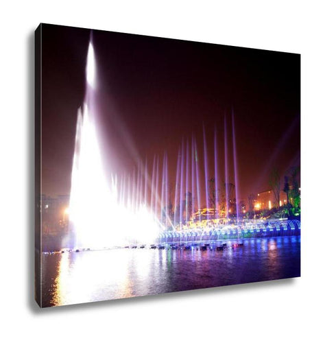 Gallery Wrapped Canvas, Bishan County Of Chongqing Guanyin Pond Wetland Laser Music Fountain Night