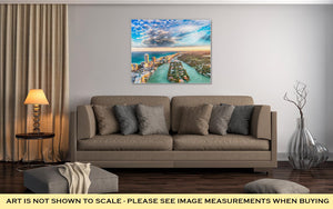 Gallery Wrapped Canvas, Aerial View Of Miami Beach At Sunset