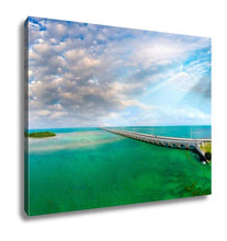 Load image into Gallery viewer, Gallery Wrapped Canvas, Florida Keys Bridge Beautiful Sunset Aerial View