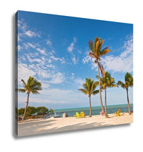 Load image into Gallery viewer, Gallery Wrapped Canvas, Summer Scene Colorful Chairs And Palm Trees At A Tropical Beach In Florida