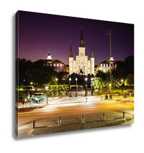 Load image into Gallery viewer, Gallery Wrapped Canvas, St Louis Cathedral And Jackson Square In New Orleans French Quarter As Night